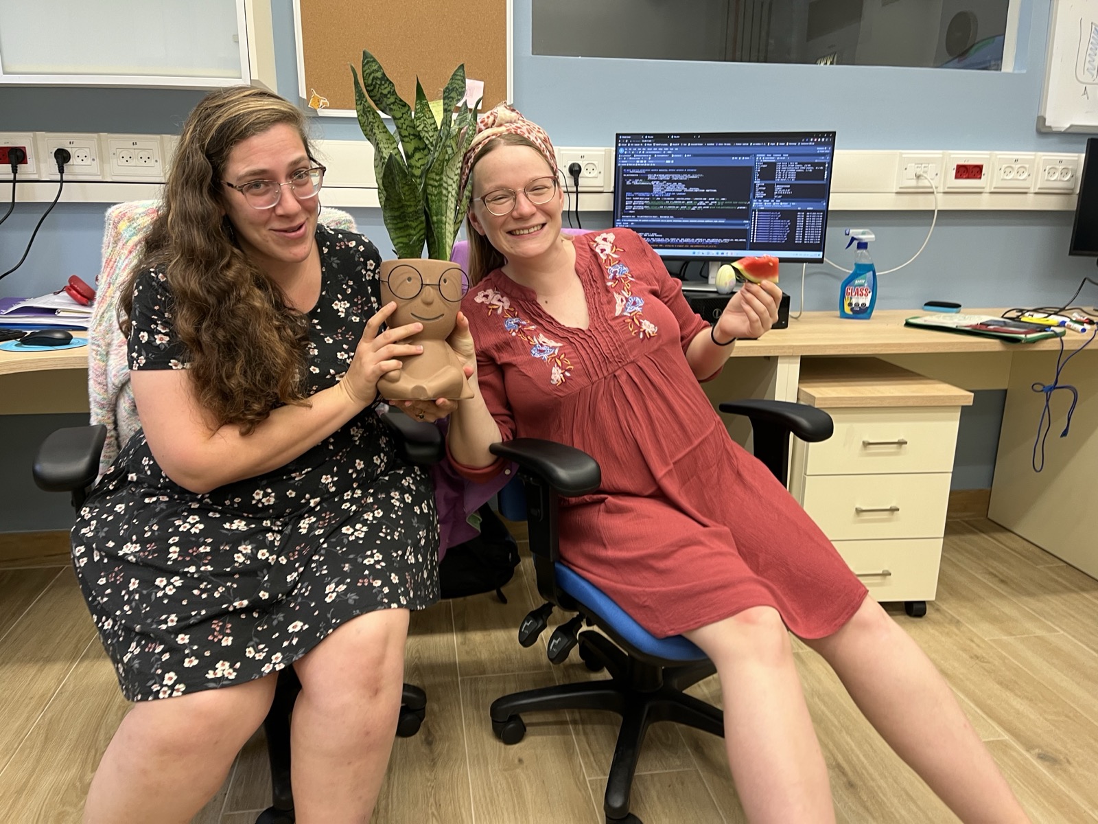 Lab members in the office