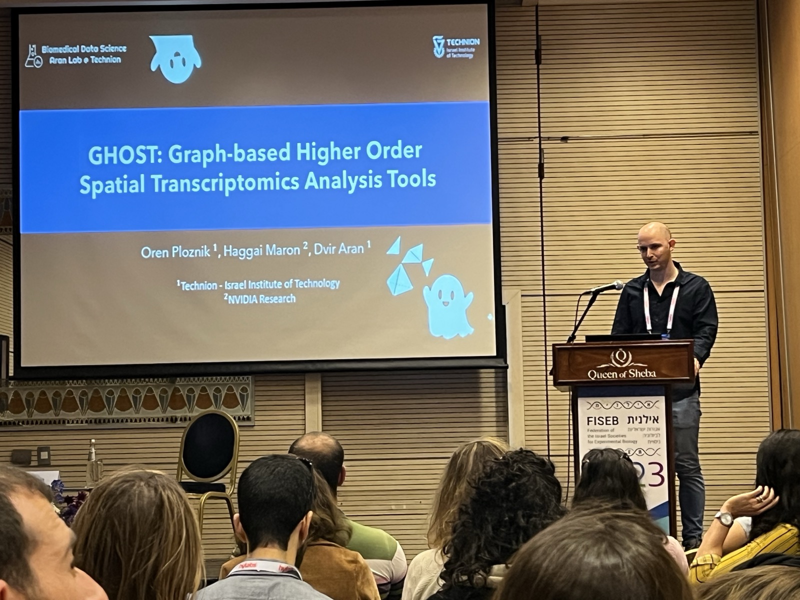 Oren Ploznik presenting on GHOST spatial transcriptomics at FISEB 2023